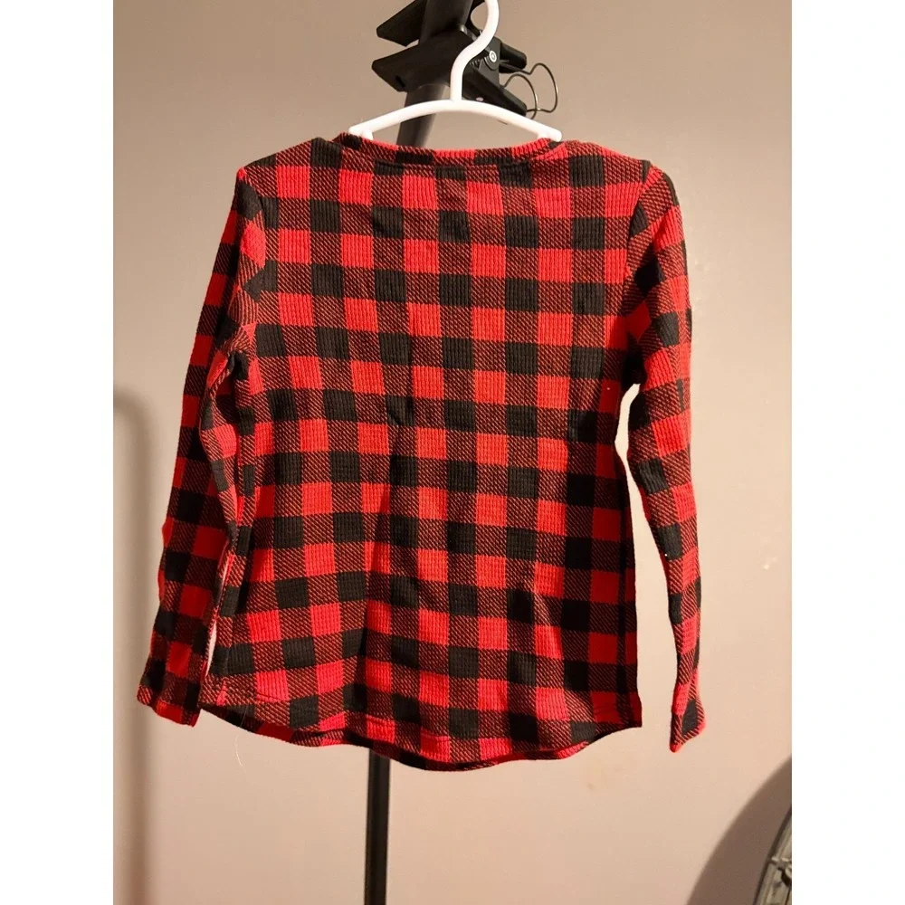 GAP Kids Girls Long Sleeve Ribbed Red/Black Checkered Shirt Sz 2T